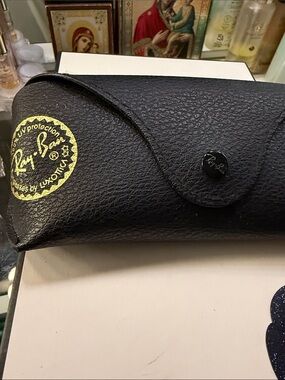 Ray-Ban Black Leatherette Sunglasses Case with Gold Logo